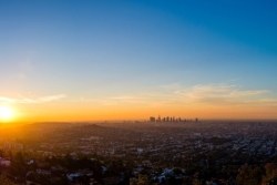 A sunset skyline of Los Angeles