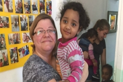 The author working at a childcare center in Israel