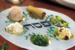Close up of a seder plate 