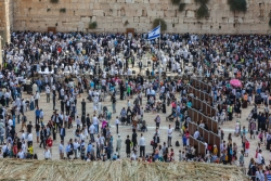 Kotel (Western Wall) crowded with throngs of visitors