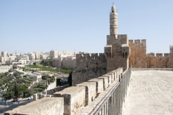 Scene of Jerusalem with a lot of buildings made from Jerusalem stone