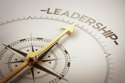 Compass with the arrow pointing at the word "Leadership"