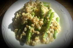 Spring Barley Risotto with Asparagus and Lemon for the Jewish Holiday of Tu BiShvat