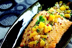 Salmon with Pink Peppercorn Citrus Sauce