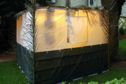 Outside view of a sukkah