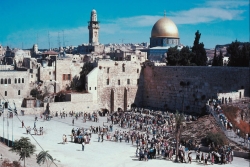Full view of Western Wall and surrounding area