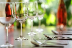 wine glasses on seder table