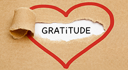 Gratitude written on the image of a heart