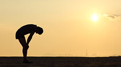 Runner catches his breath