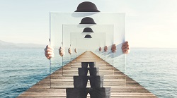 Repeating image of a man in a hat