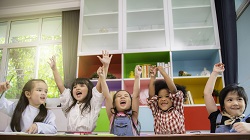 Joyous children in a classroom