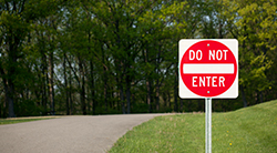 Do not enter sign on a road