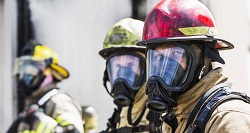 Firefighters in face masks